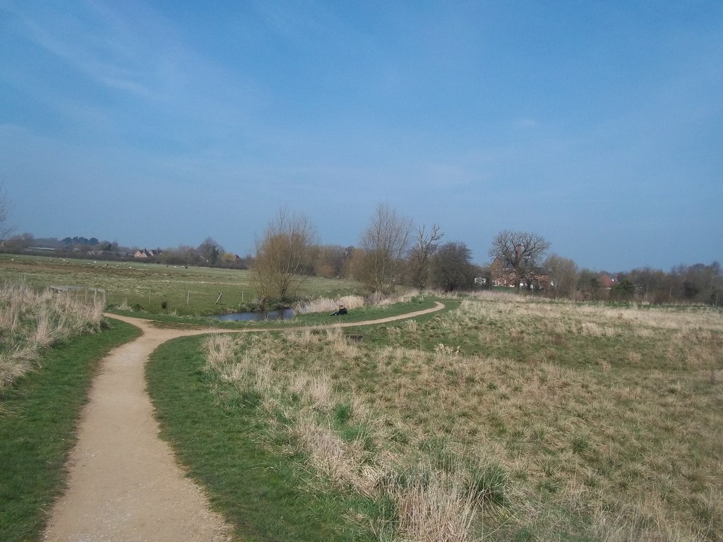 A footpath across the common by Hilton Brook on the western edge of Hilton